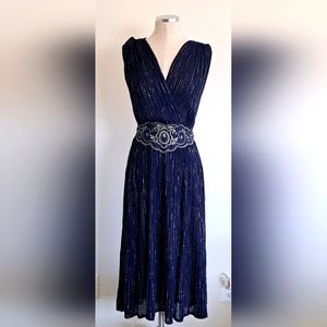 Blue with gold accents Greek dress